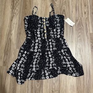 Floral Black and White Dress